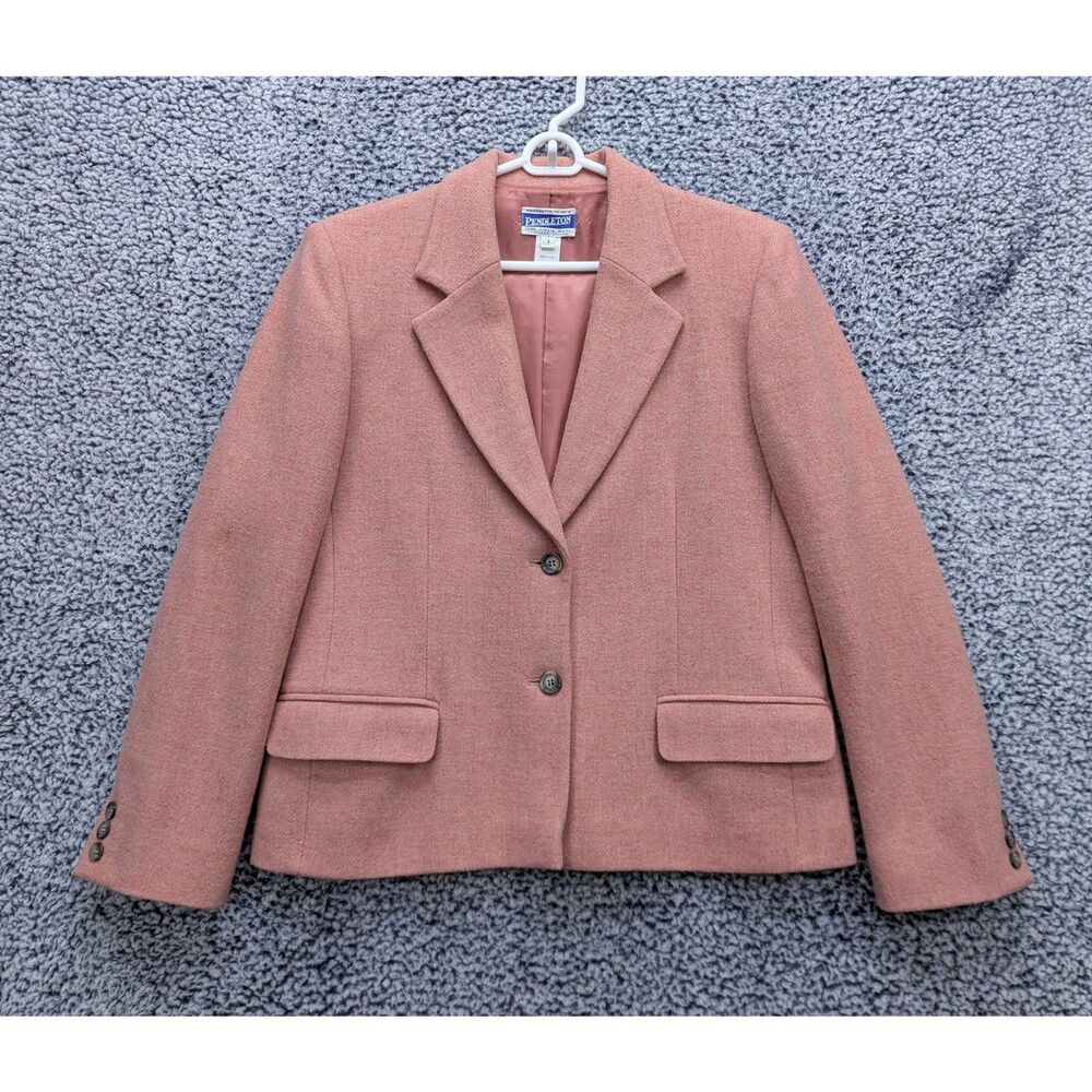 VTG Pendleton 100% Virgin Wool Blazer Size 8 2-Button Career Office Petal Pink